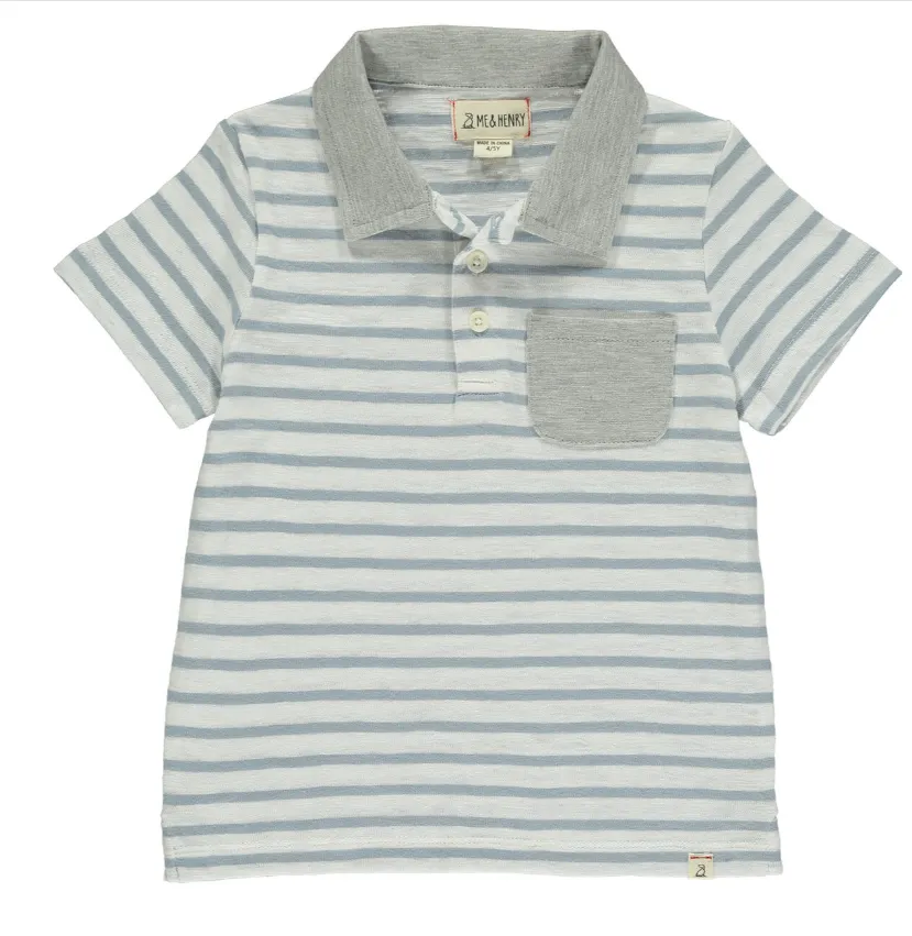 Grey & Blue Stripe Polo