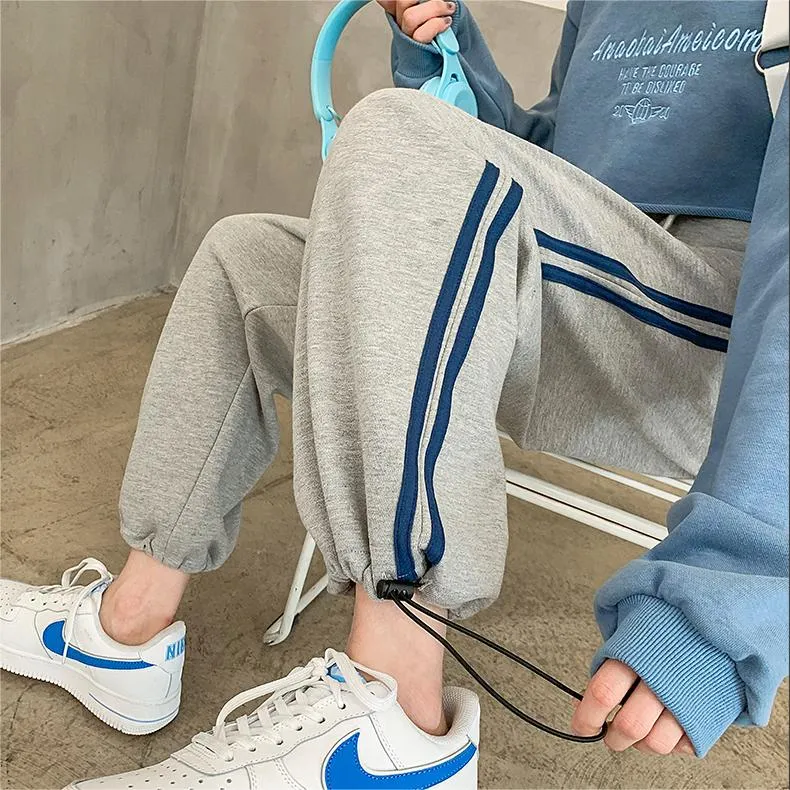 Grey Contrast Blue Striped Jogger