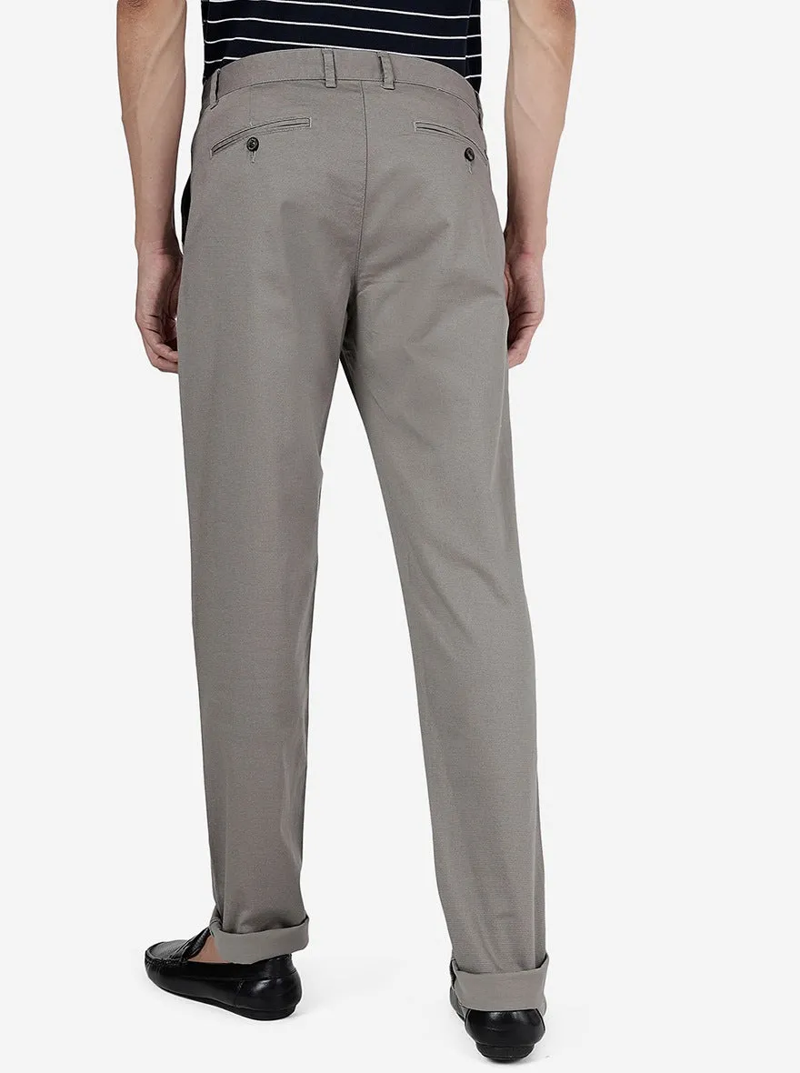 Grey Solid Uno Fit Casual Trouser | JadeBlue