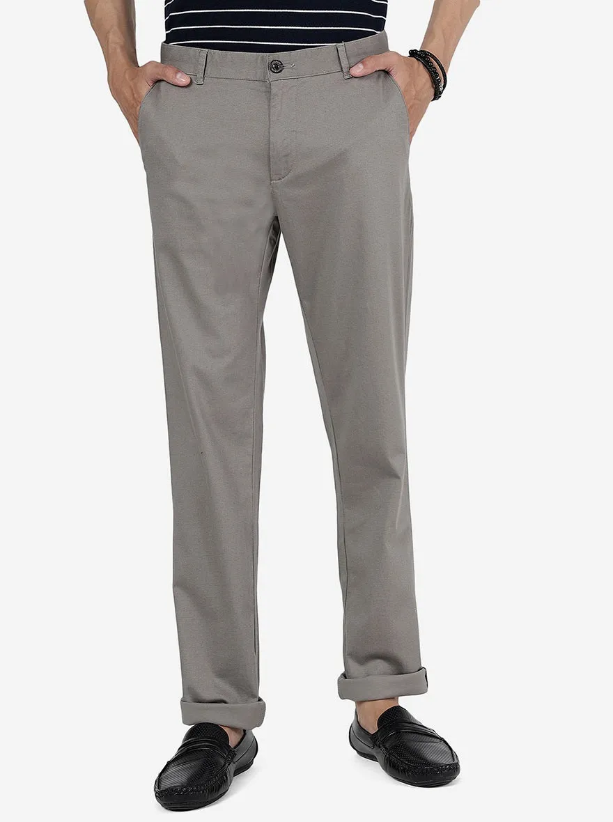 Grey Solid Uno Fit Casual Trouser | JadeBlue