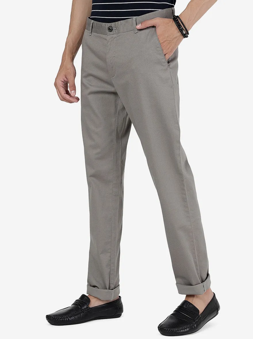 Grey Solid Uno Fit Casual Trouser | JadeBlue