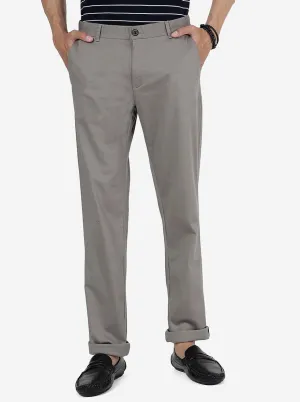 Grey Solid Uno Fit Casual Trouser | JadeBlue