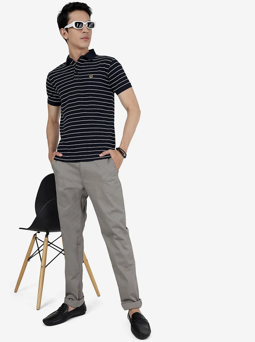 Grey Solid Uno Fit Casual Trouser | JadeBlue