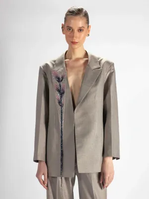 Hanging Lapel Embroidered  Blazer
