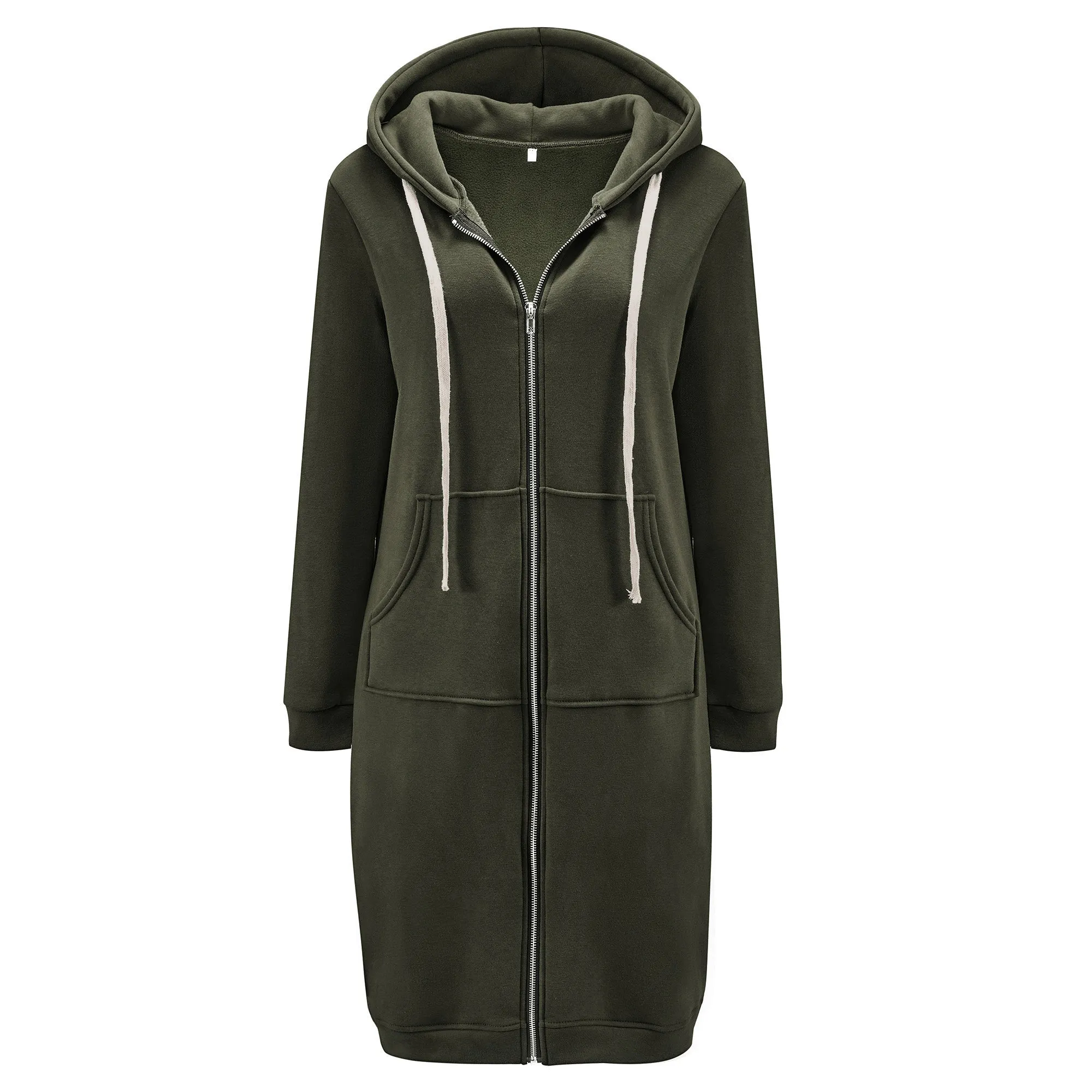 HARENC™Women's Long Hoodies Tunic Winter Fleece Jackets Knitted Casual Sweatshirt Zip Up Hoodies