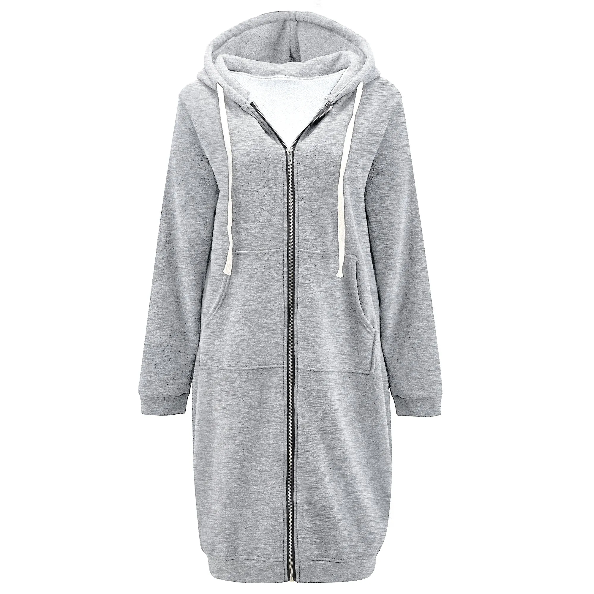 HARENC™Women's Long Hoodies Tunic Winter Fleece Jackets Knitted Casual Sweatshirt Zip Up Hoodies