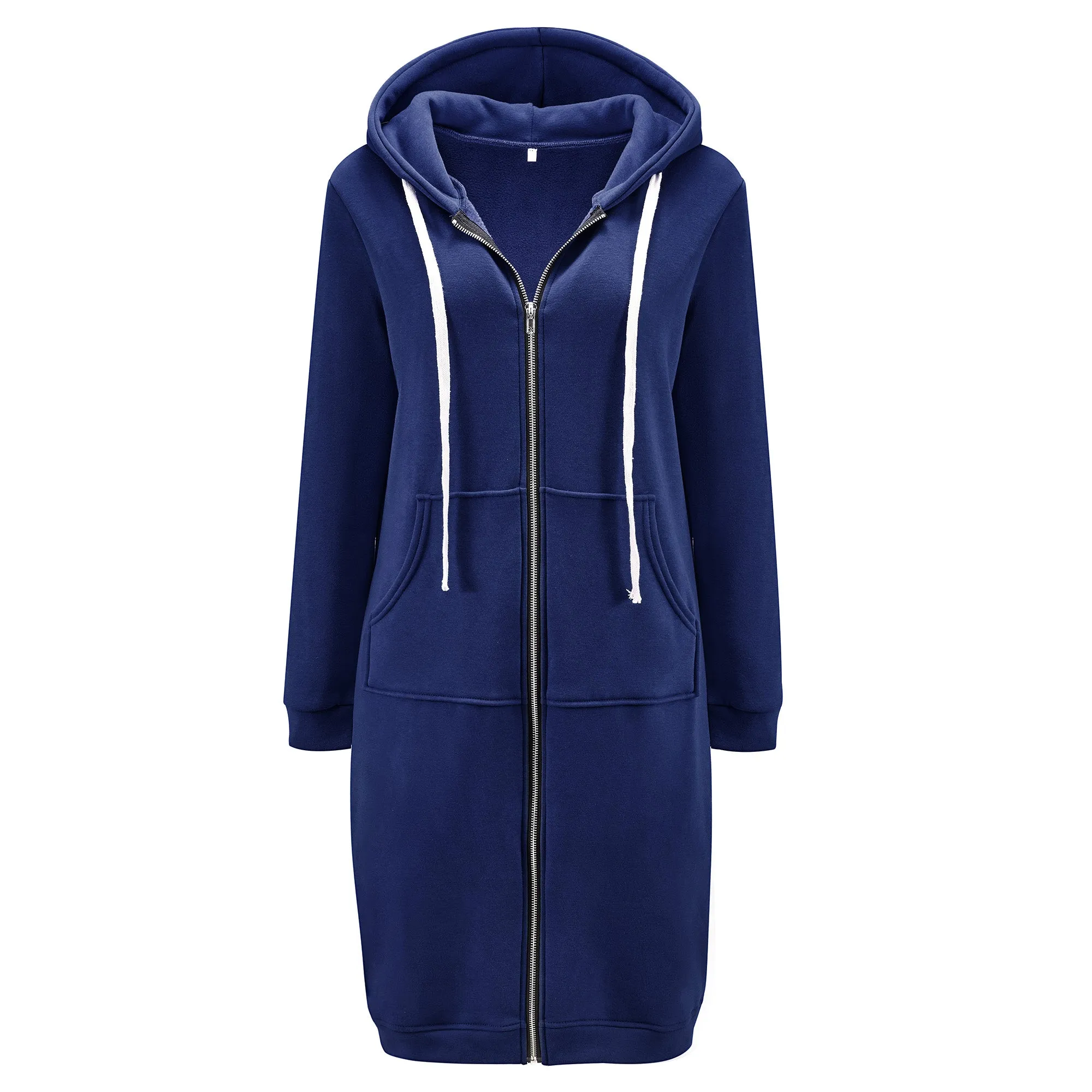 HARENC™Women's Long Hoodies Tunic Winter Fleece Jackets Knitted Casual Sweatshirt Zip Up Hoodies