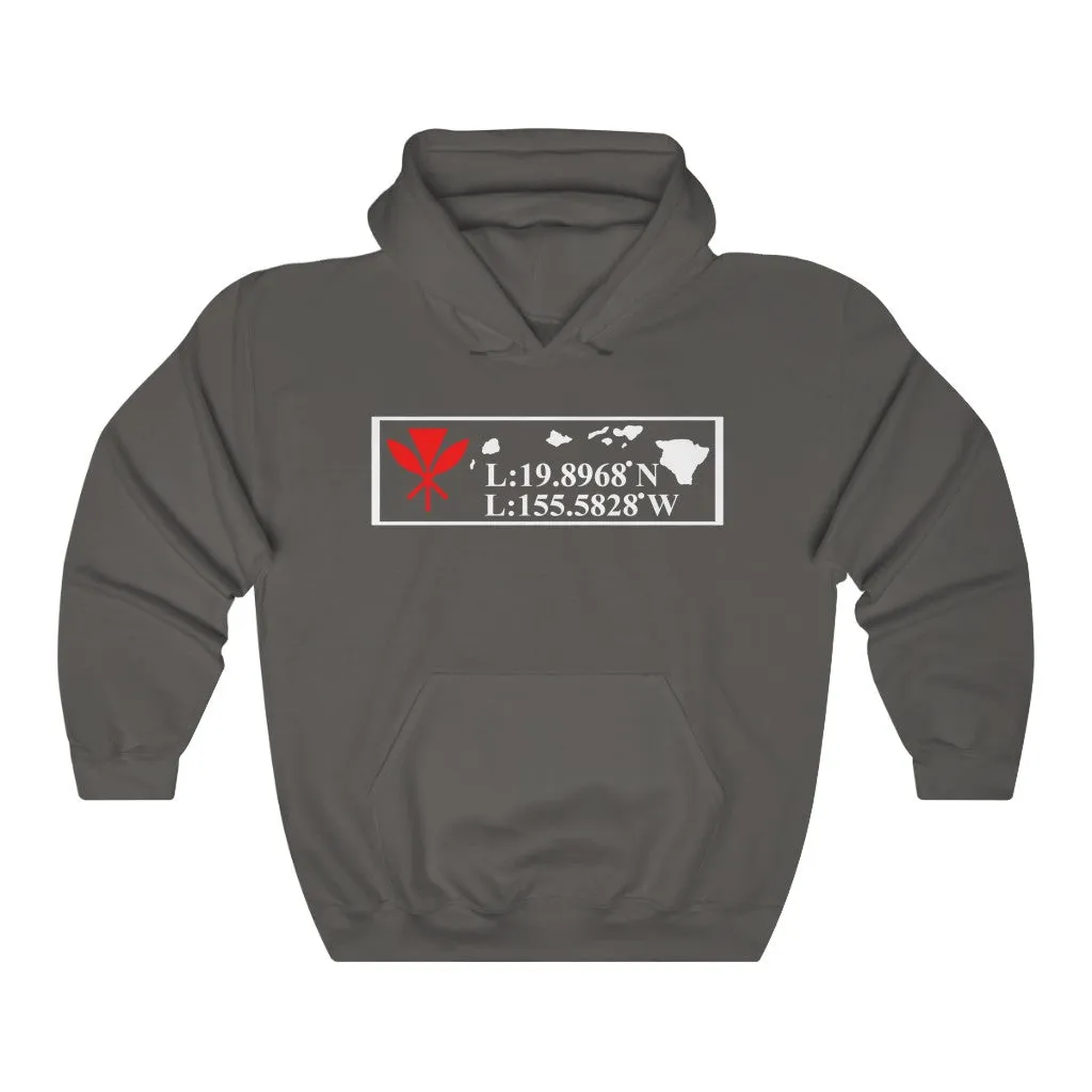 Hawaii GPS Longitude Latitude Unisex Heavy Blend™ Hooded Sweatshirt