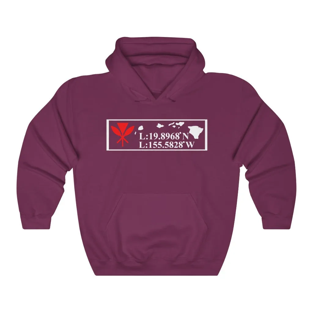 Hawaii GPS Longitude Latitude Unisex Heavy Blend™ Hooded Sweatshirt