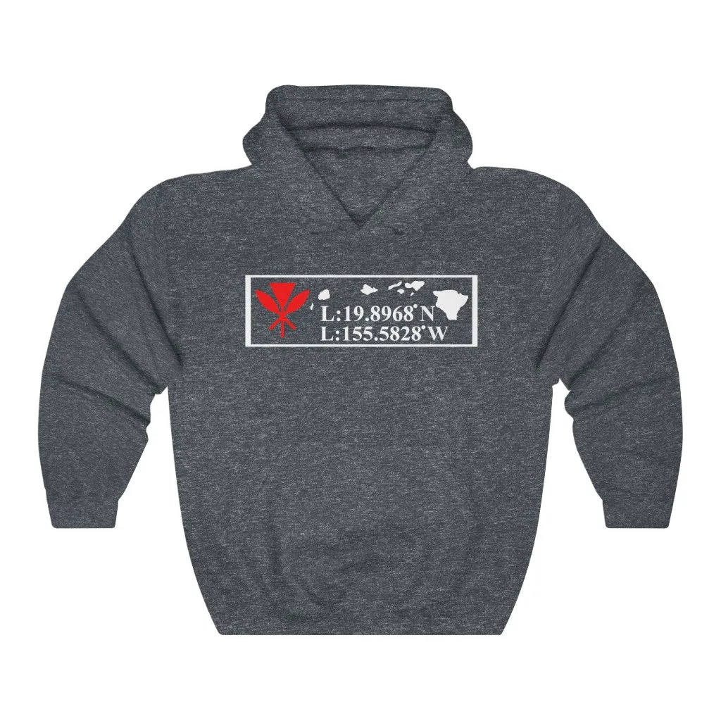 Hawaii GPS Longitude Latitude Unisex Heavy Blend™ Hooded Sweatshirt