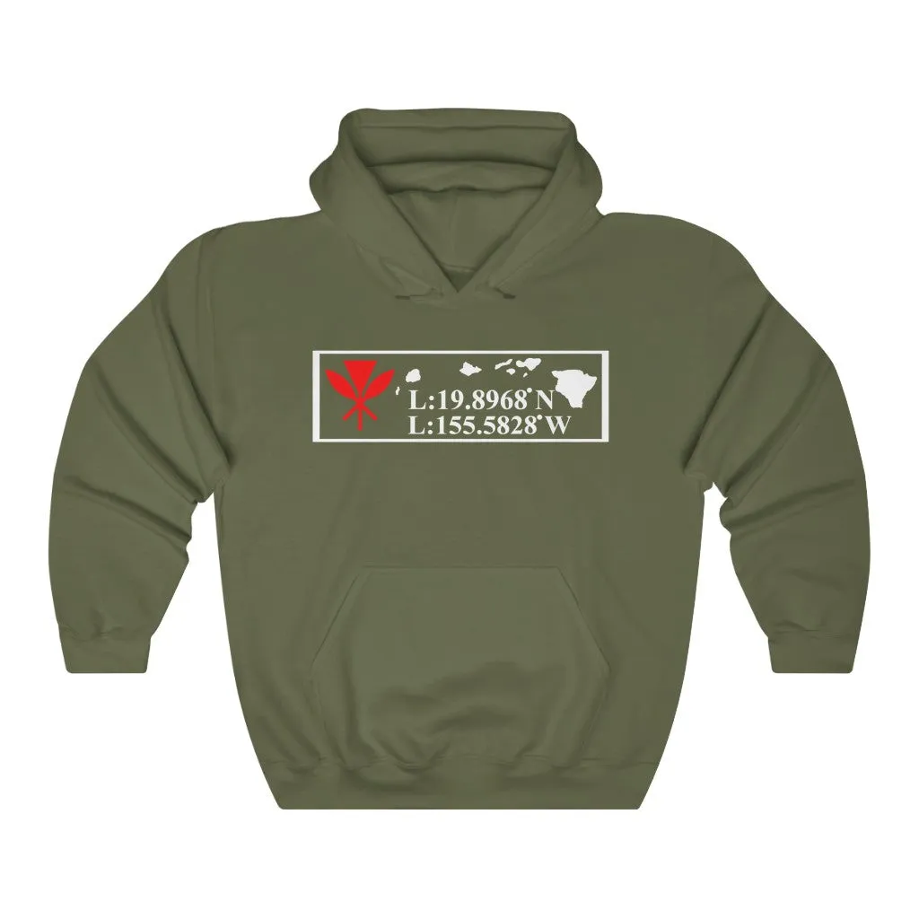 Hawaii GPS Longitude Latitude Unisex Heavy Blend™ Hooded Sweatshirt