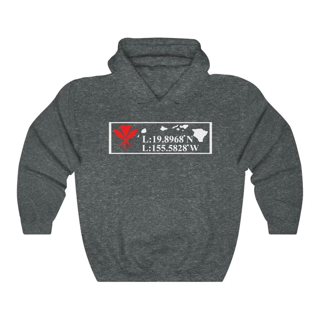 Hawaii GPS Longitude Latitude Unisex Heavy Blend™ Hooded Sweatshirt