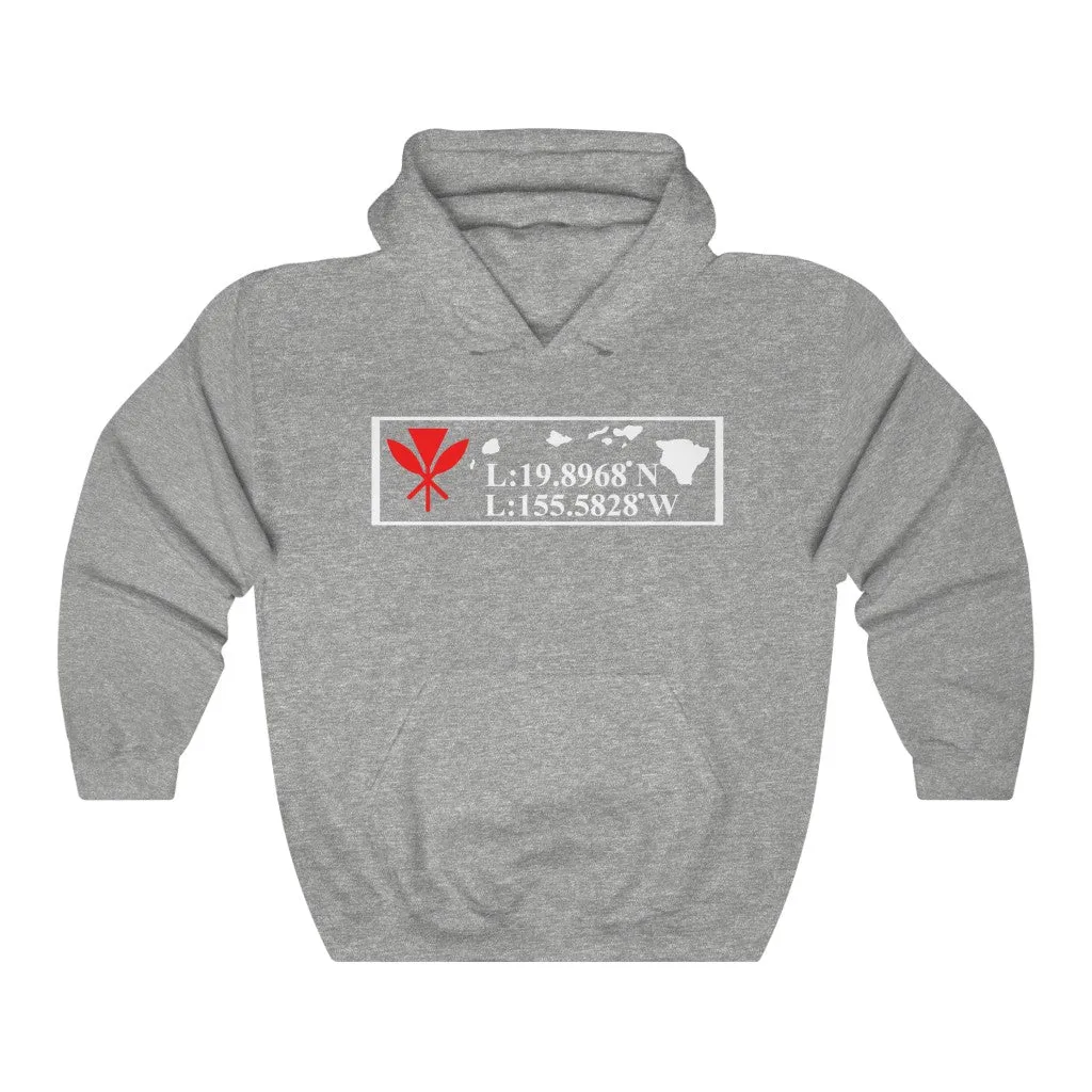 Hawaii GPS Longitude Latitude Unisex Heavy Blend™ Hooded Sweatshirt