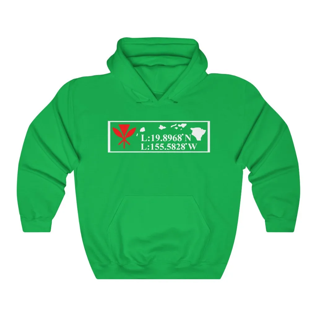 Hawaii GPS Longitude Latitude Unisex Heavy Blend™ Hooded Sweatshirt