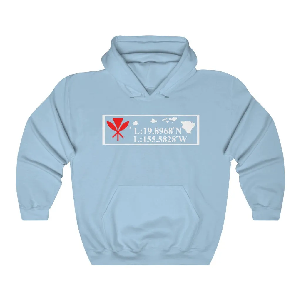 Hawaii GPS Longitude Latitude Unisex Heavy Blend™ Hooded Sweatshirt