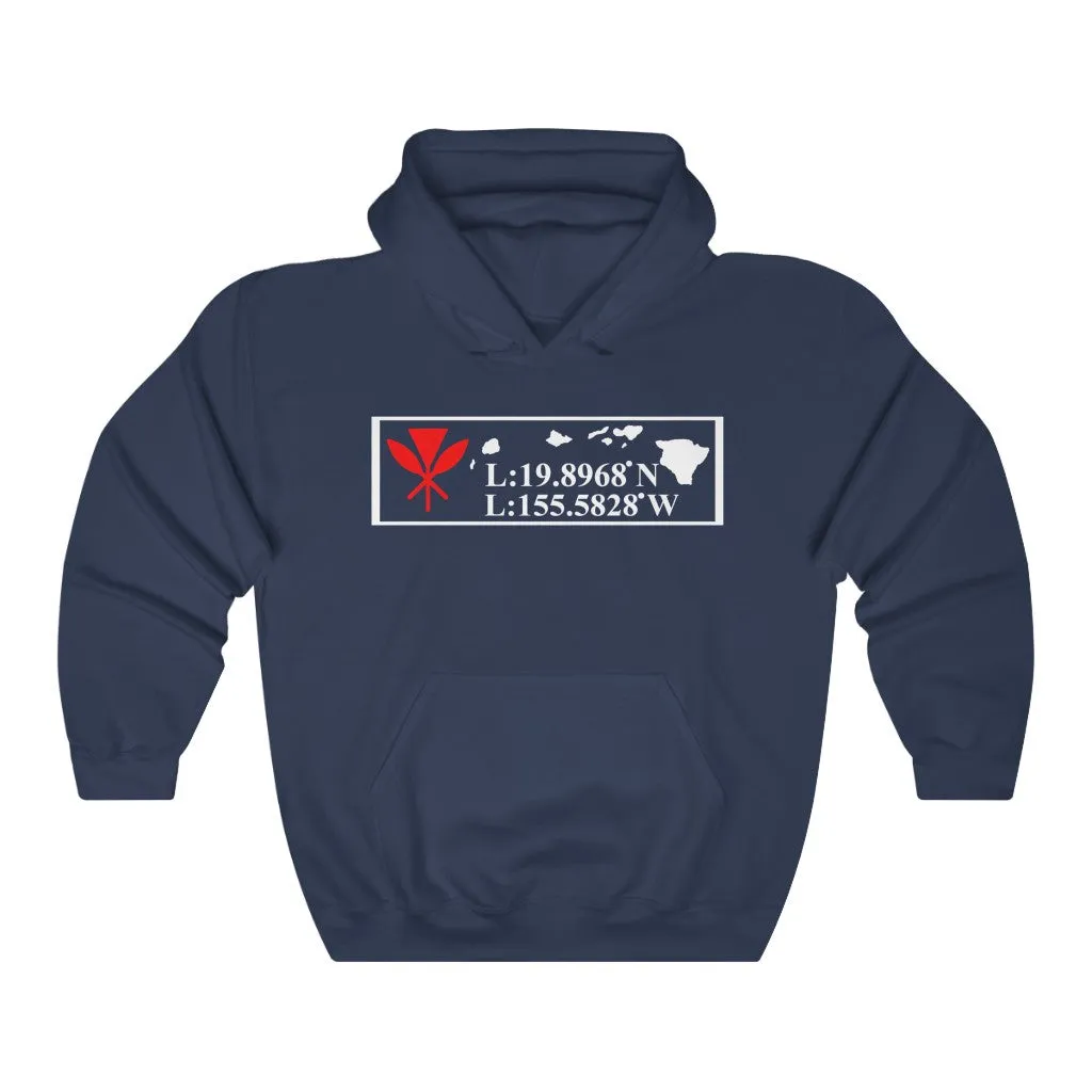 Hawaii GPS Longitude Latitude Unisex Heavy Blend™ Hooded Sweatshirt