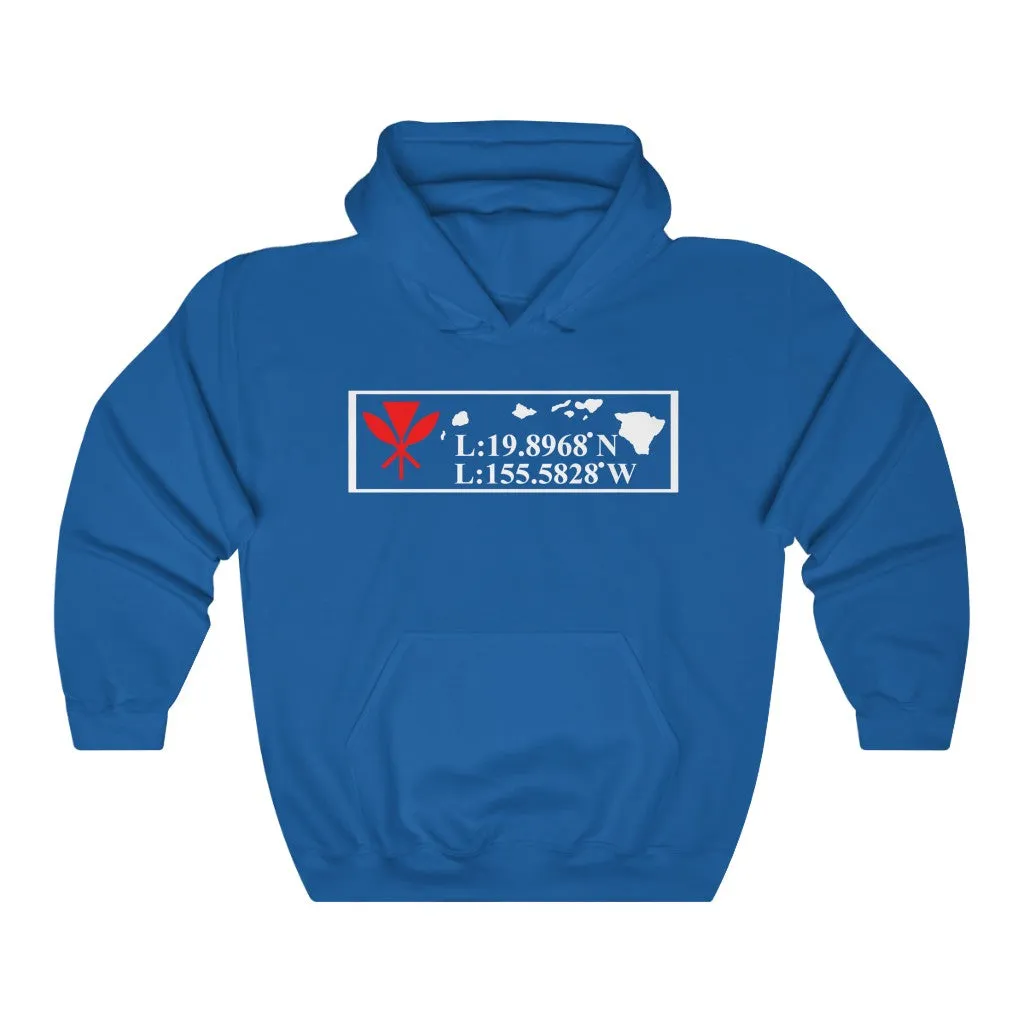 Hawaii GPS Longitude Latitude Unisex Heavy Blend™ Hooded Sweatshirt