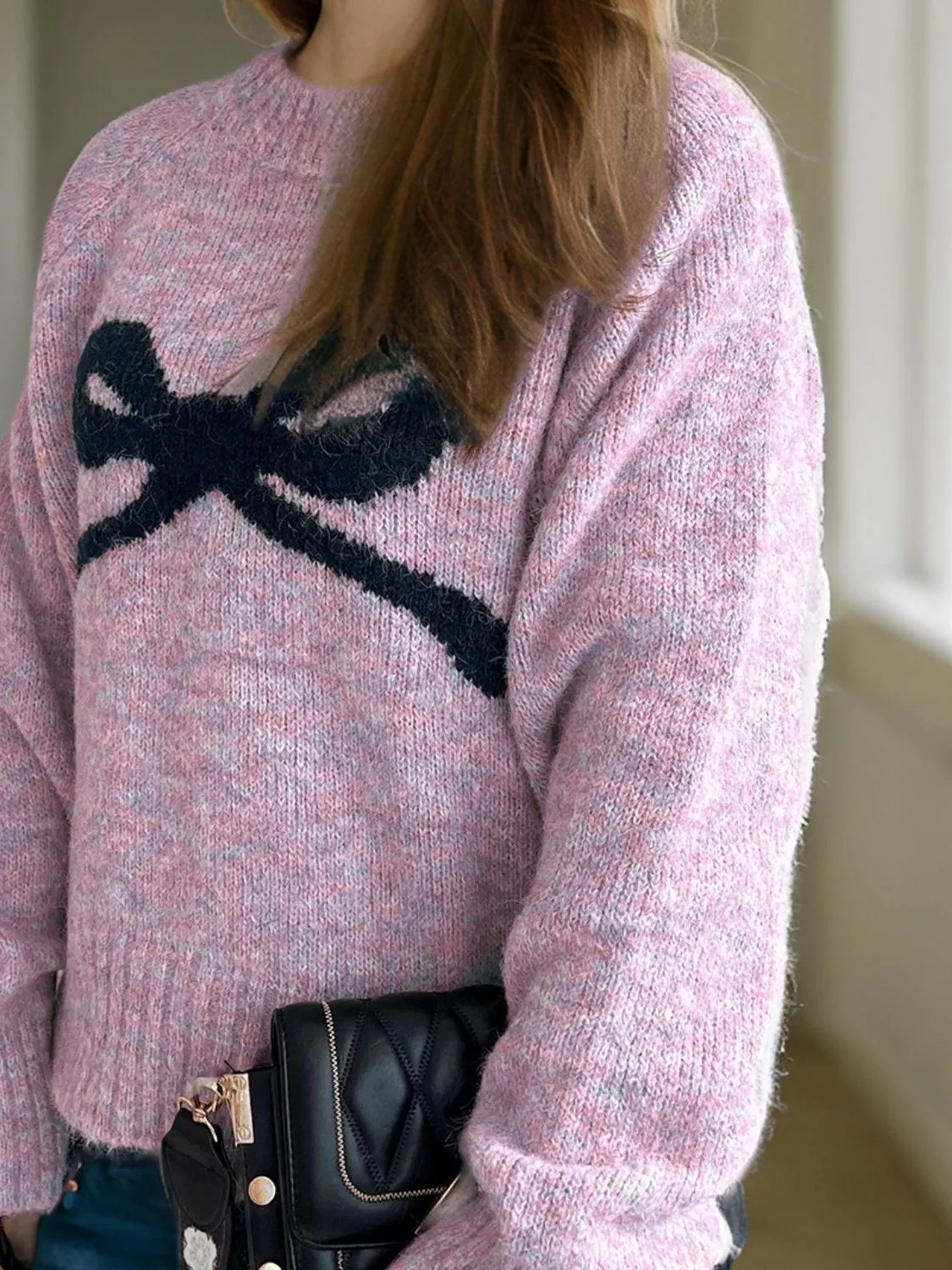 Hazel Blues® |  Bow Round Neck Long Sleeve Sweater