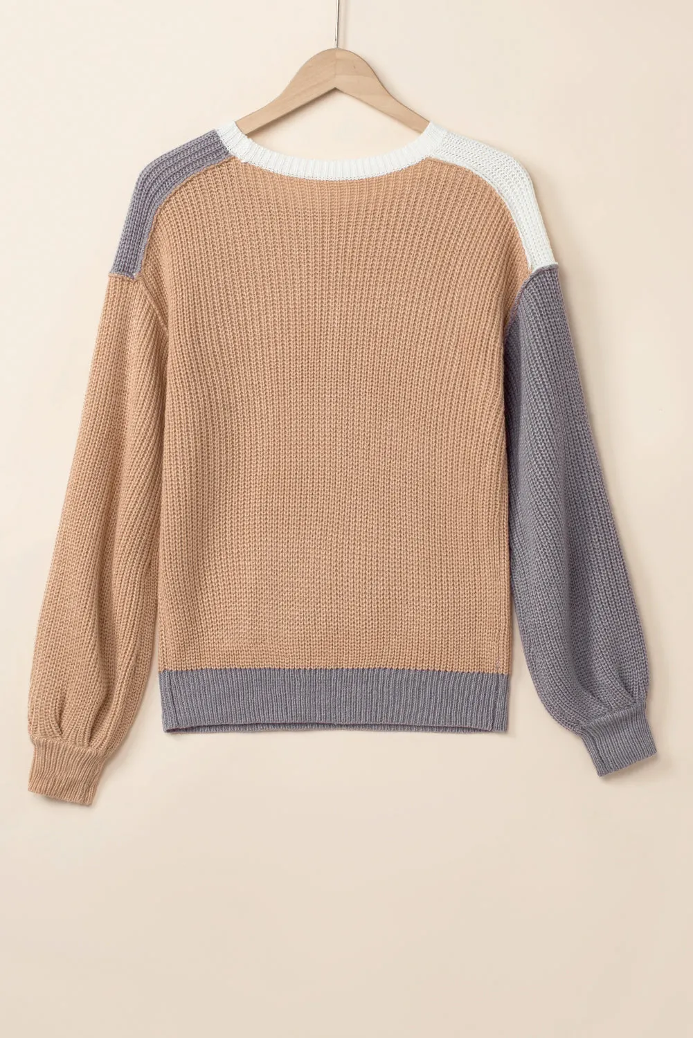 Hazel Blues® |  Color Block Round Neck Drop Shoulder Sweater