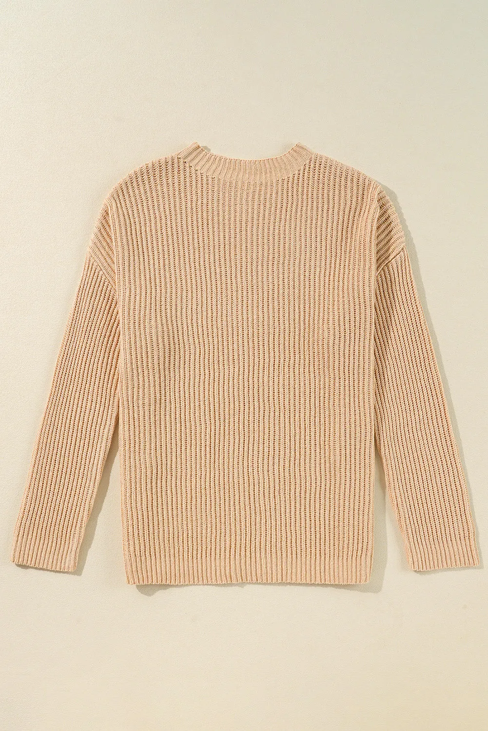 Hazel Blues® |  Side Slit Round Neck Long Sleeve Sweater