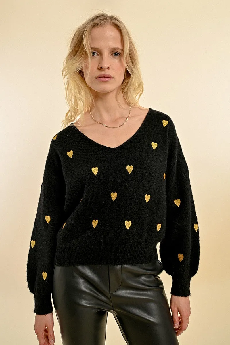 HEART PATTERN SWEATER