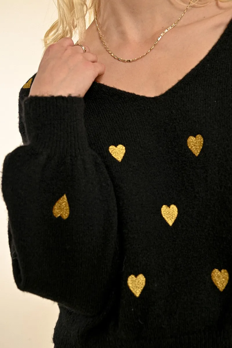 HEART PATTERN SWEATER