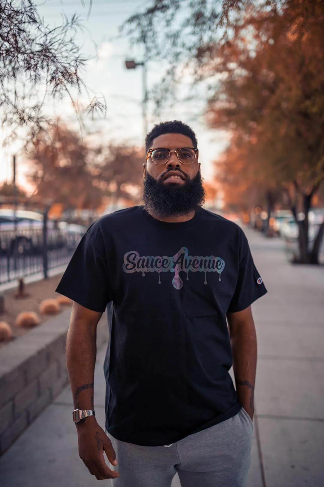 Holographic Reflective SA Drip | Black Tee