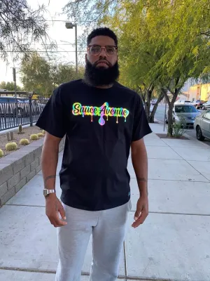 Holographic Reflective SA Drip | Black Tee