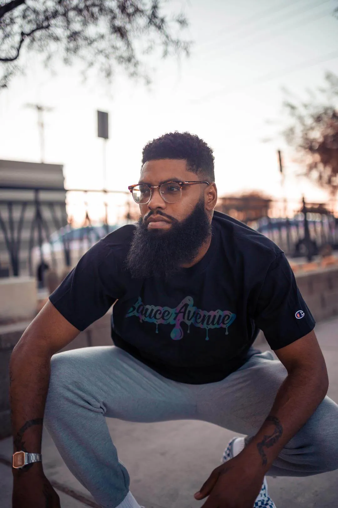 Holographic Reflective SA Drip | Black Tee