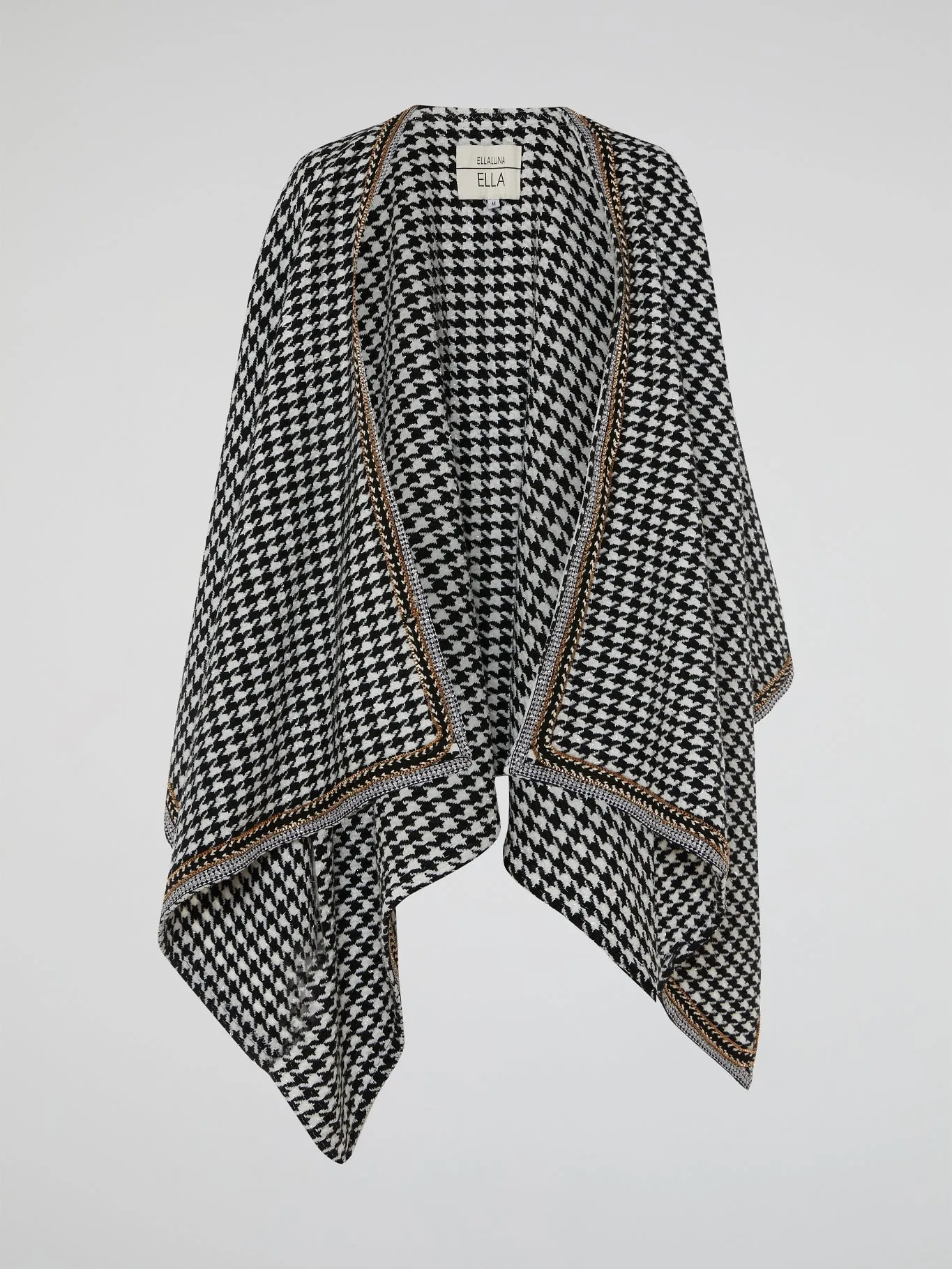 Houndstooth Embellished Poncho