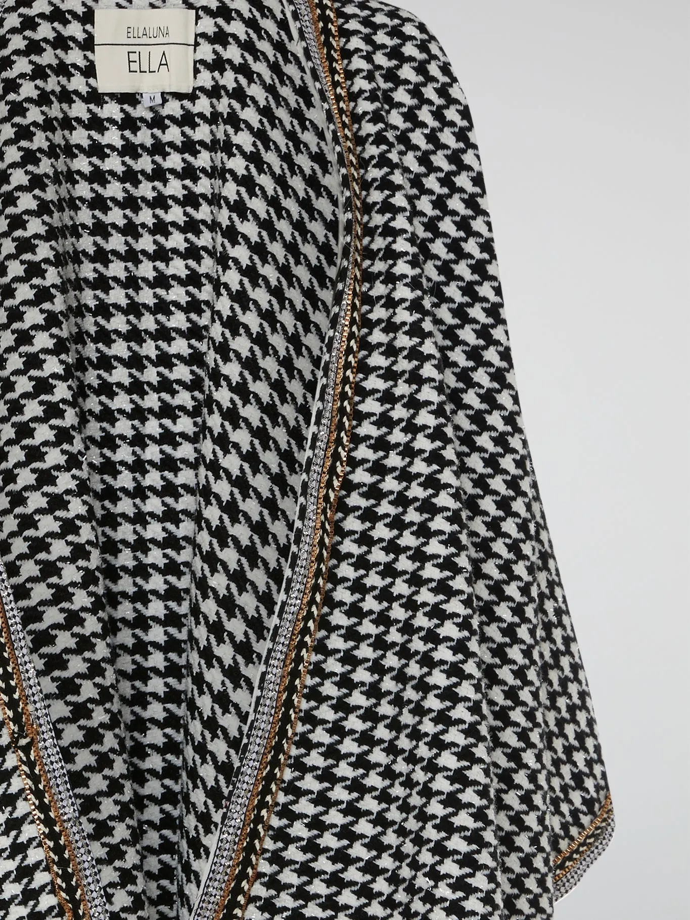 Houndstooth Embellished Poncho
