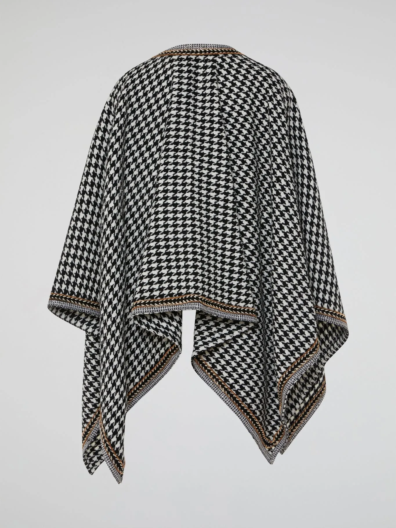 Houndstooth Embellished Poncho