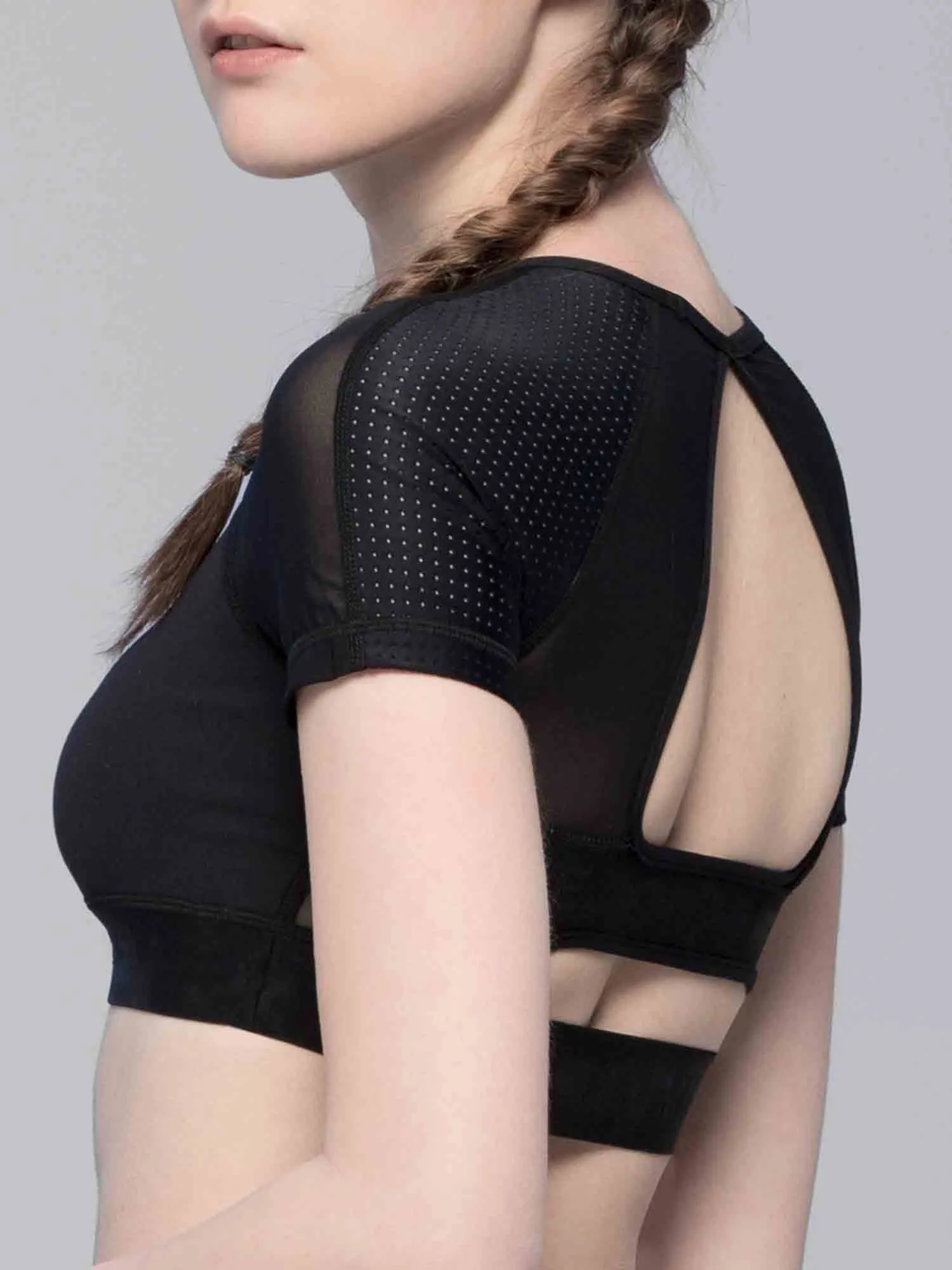 INTENSITY CROPPED TEE , BLACK/BLACK MESH