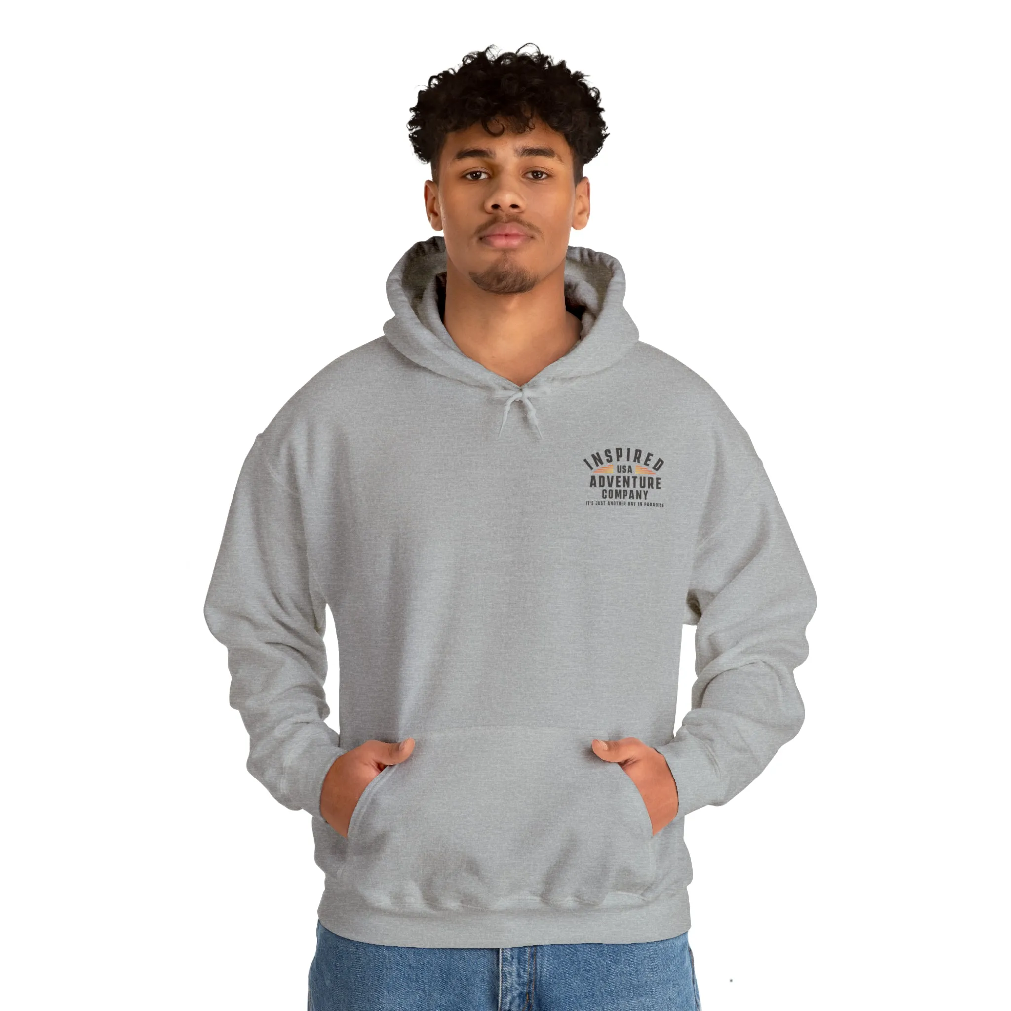It's Just Another Day in Paradise... Inspired Adventure Co. Unisex Heavy Blend™ Hooded Sweatshirt