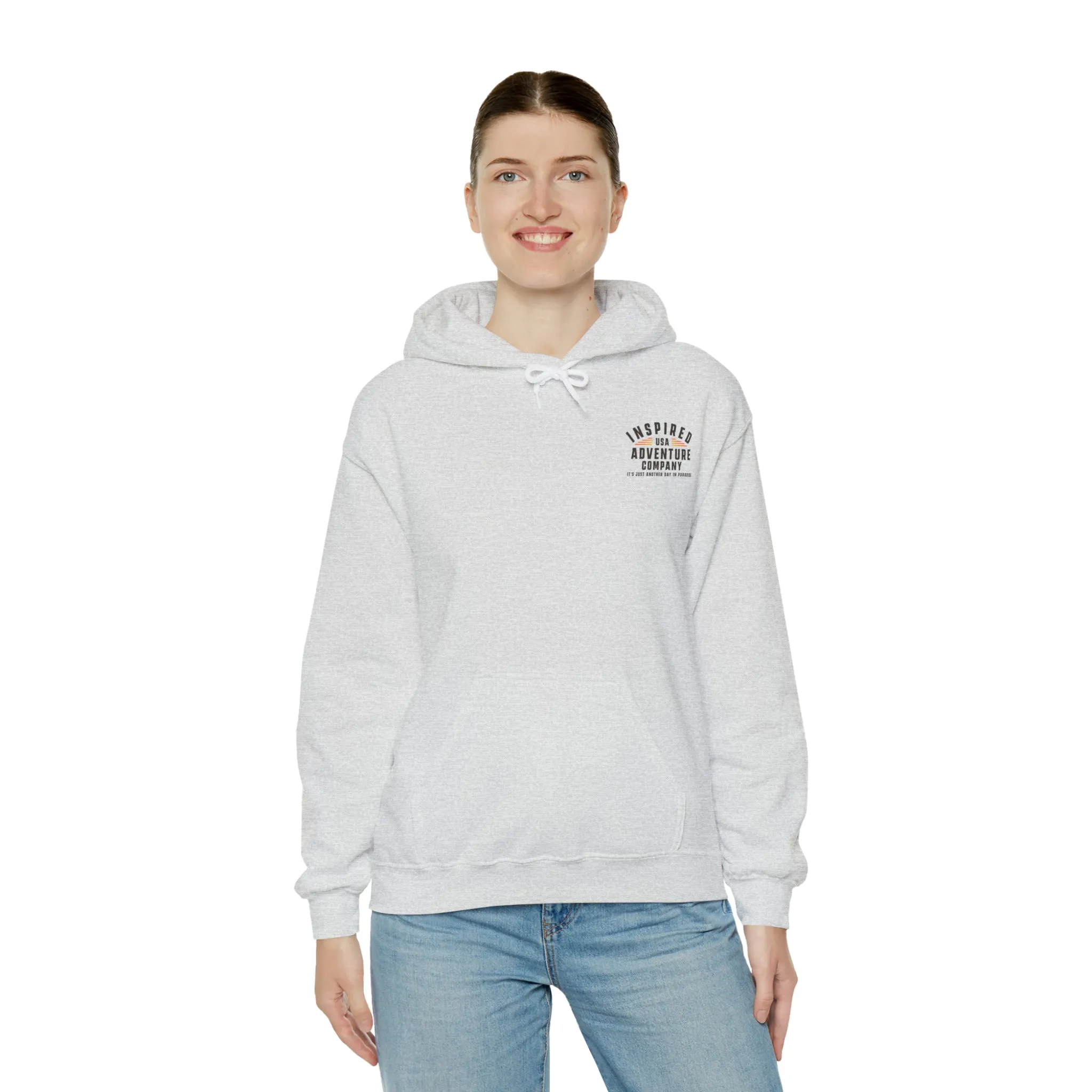 It's Just Another Day in Paradise... Inspired Adventure Co. Unisex Heavy Blend™ Hooded Sweatshirt
