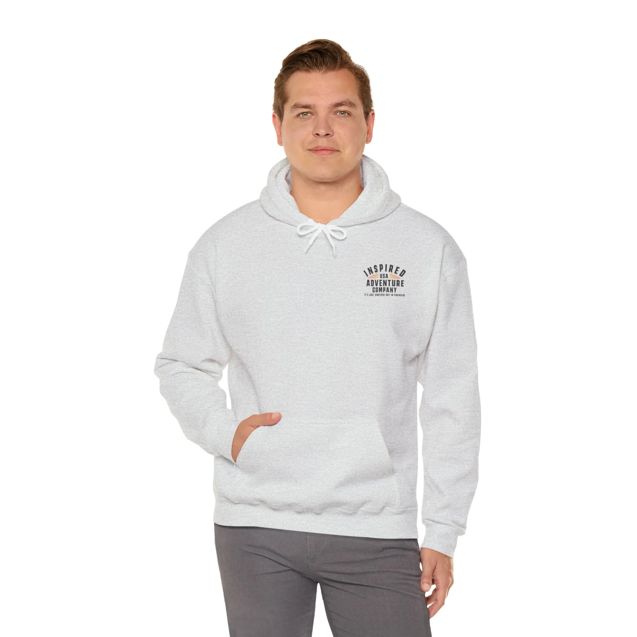 It's Just Another Day in Paradise... Inspired Adventure Co. Unisex Heavy Blend™ Hooded Sweatshirt