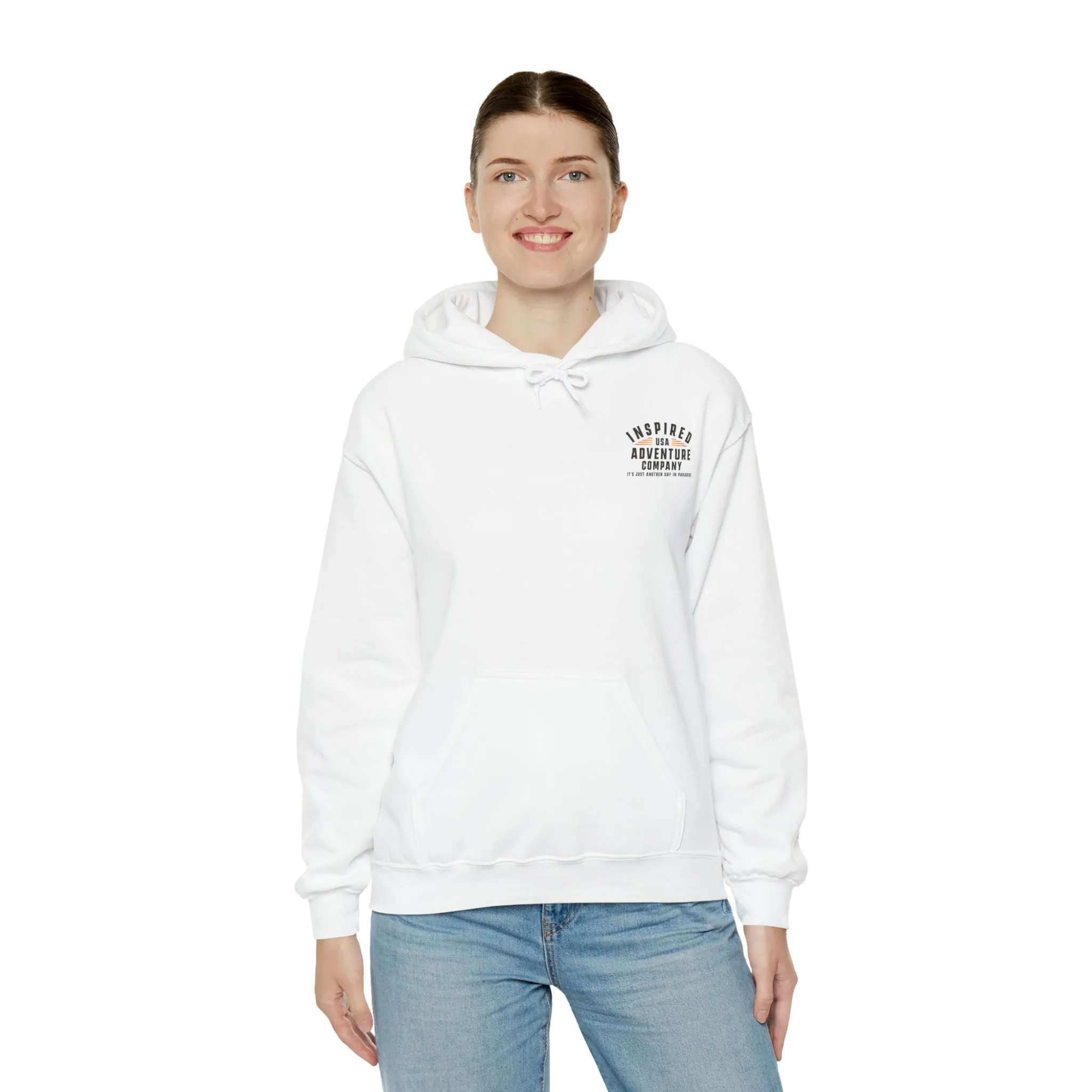 It's Just Another Day in Paradise... Inspired Adventure Co. Unisex Heavy Blend™ Hooded Sweatshirt