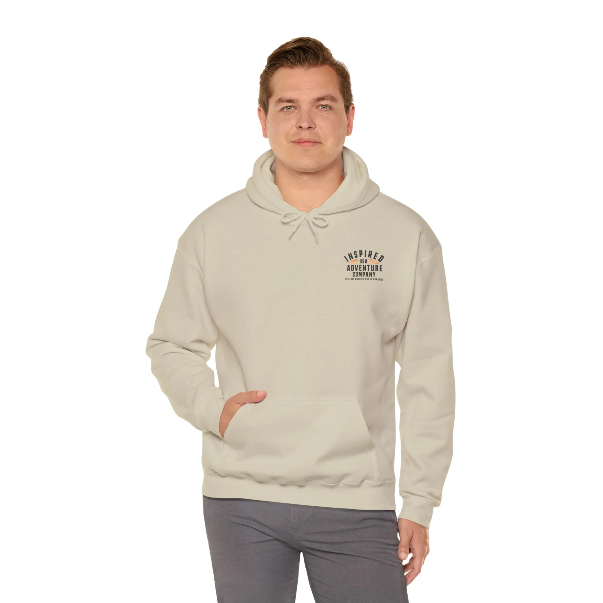 It's Just Another Day in Paradise... Inspired Adventure Co. Unisex Heavy Blend™ Hooded Sweatshirt