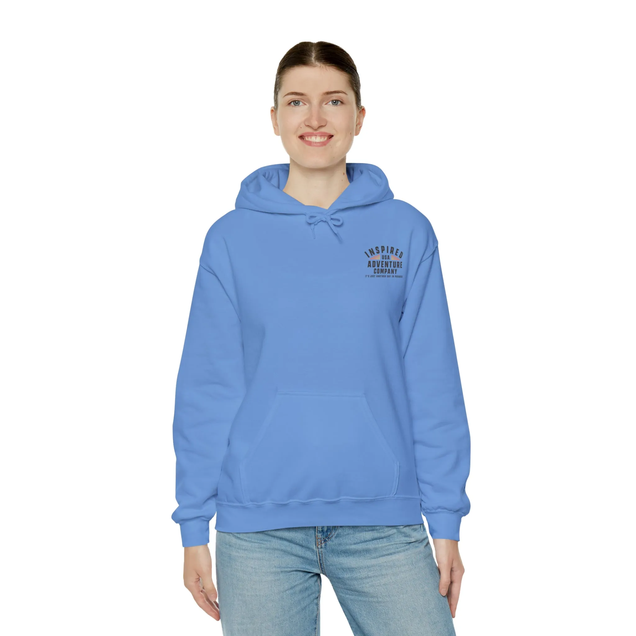 It's Just Another Day in Paradise... Inspired Adventure Co. Unisex Heavy Blend™ Hooded Sweatshirt