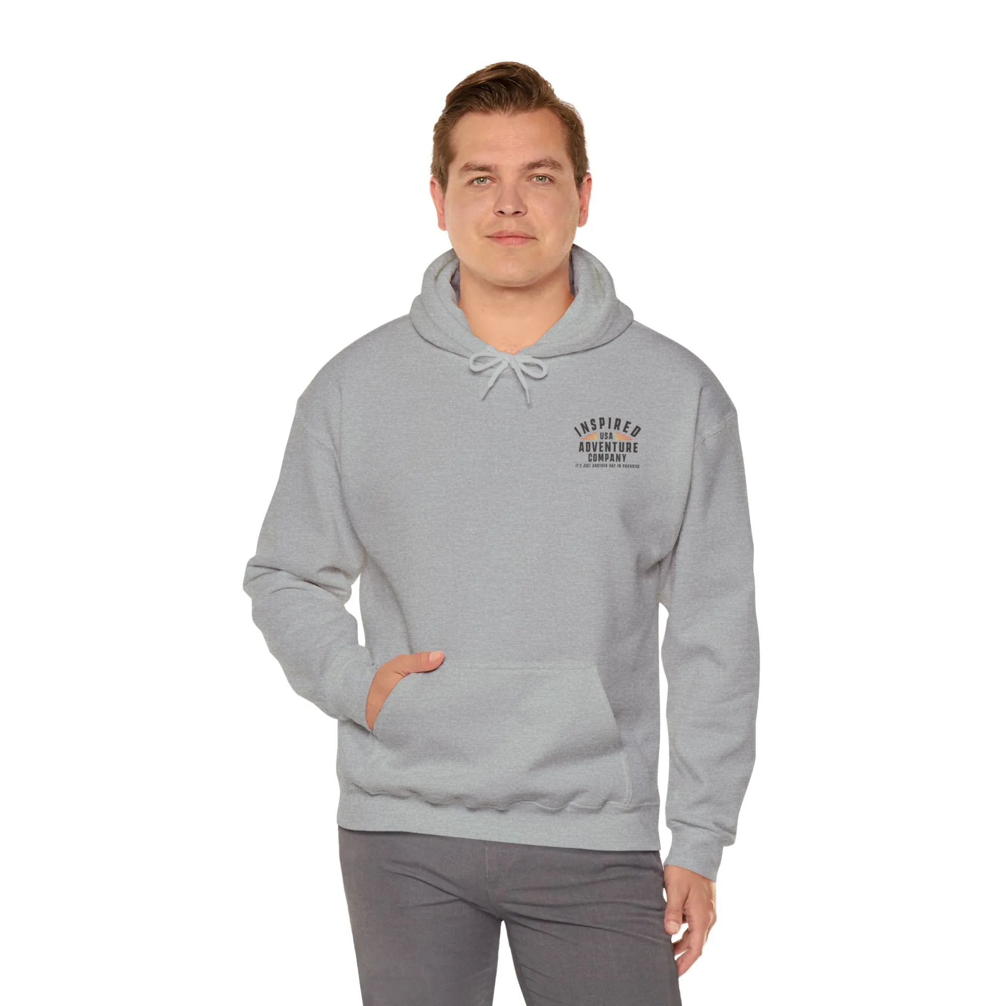 It's Just Another Day in Paradise... Inspired Adventure Co. Unisex Heavy Blend™ Hooded Sweatshirt