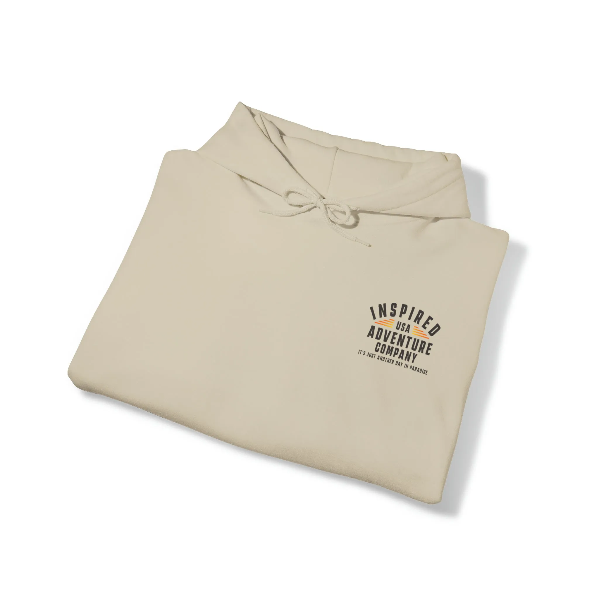 It's Just Another Day in Paradise... Inspired Adventure Co. Unisex Heavy Blend™ Hooded Sweatshirt