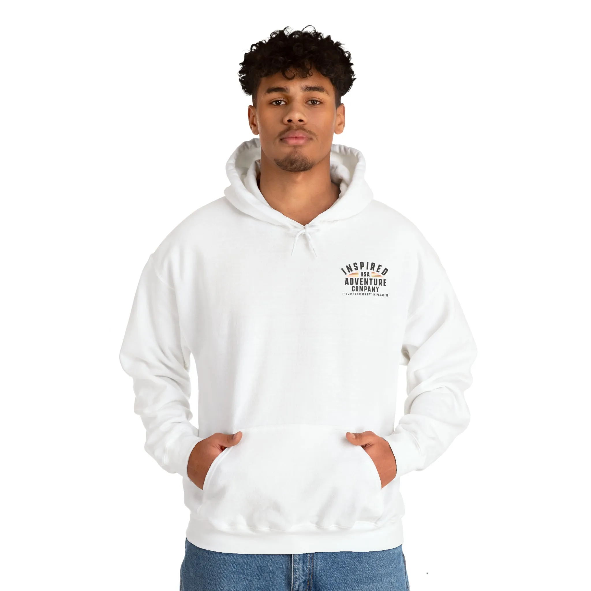 It's Just Another Day in Paradise... Inspired Adventure Co. Unisex Heavy Blend™ Hooded Sweatshirt