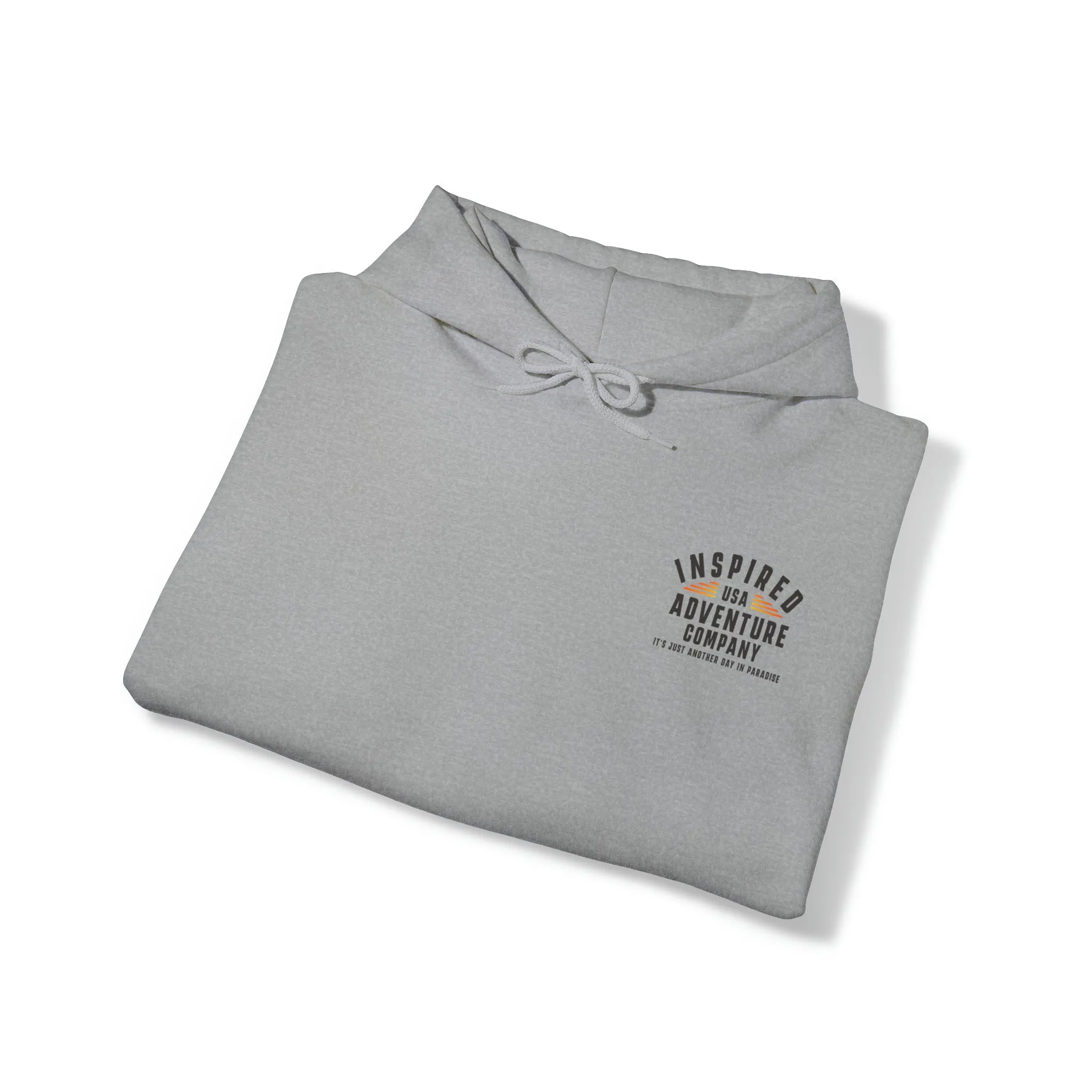 It's Just Another Day in Paradise... Inspired Adventure Co. Unisex Heavy Blend™ Hooded Sweatshirt