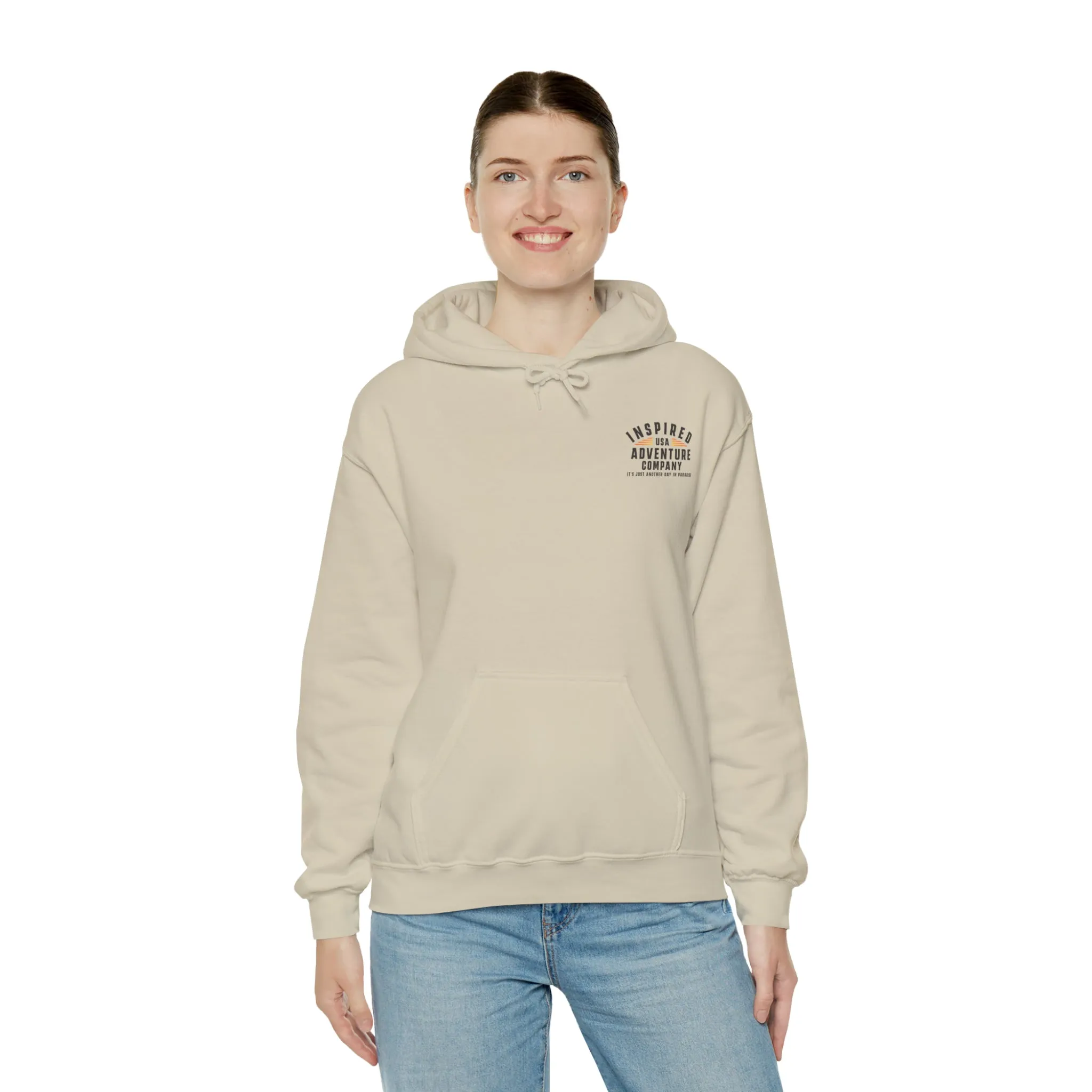 It's Just Another Day in Paradise... Inspired Adventure Co. Unisex Heavy Blend™ Hooded Sweatshirt