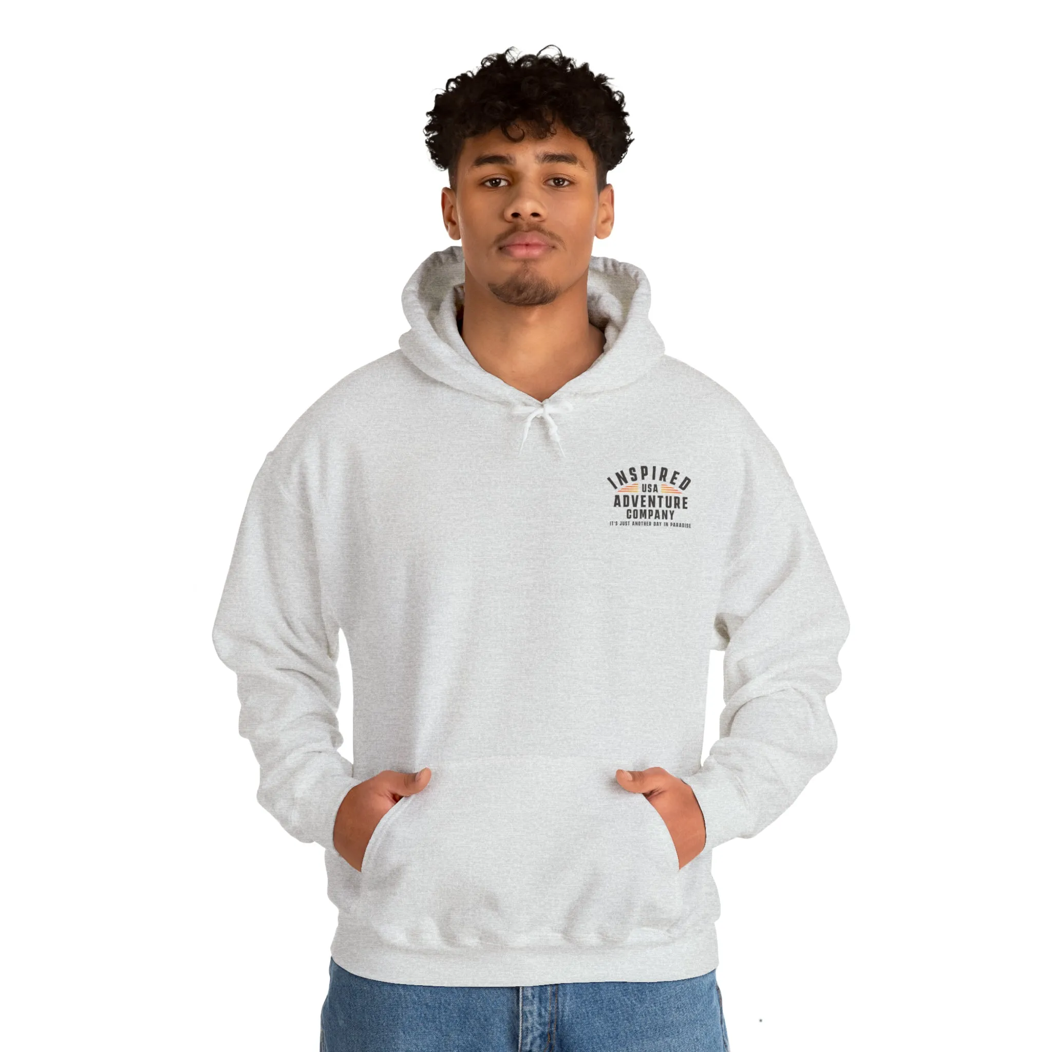 It's Just Another Day in Paradise... Inspired Adventure Co. Unisex Heavy Blend™ Hooded Sweatshirt