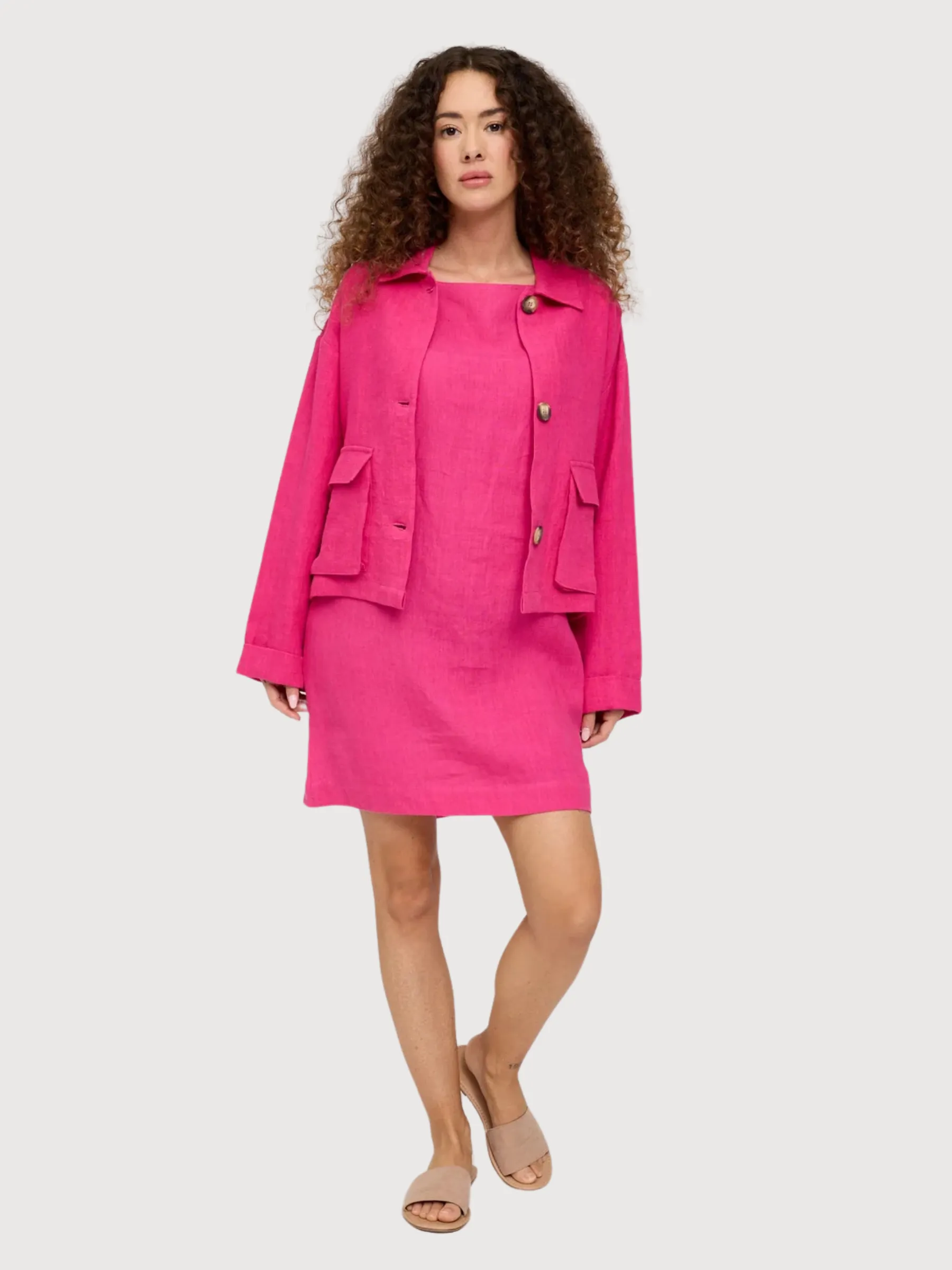 Jacket Linen Short Pink Woman | Mazine