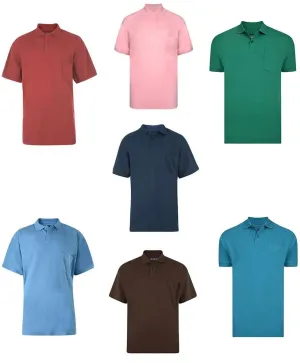 KAM Men's Big Size Poly Cotton Polo Shirt with Pocket (501) 2XL - 8XL, 10 Colours