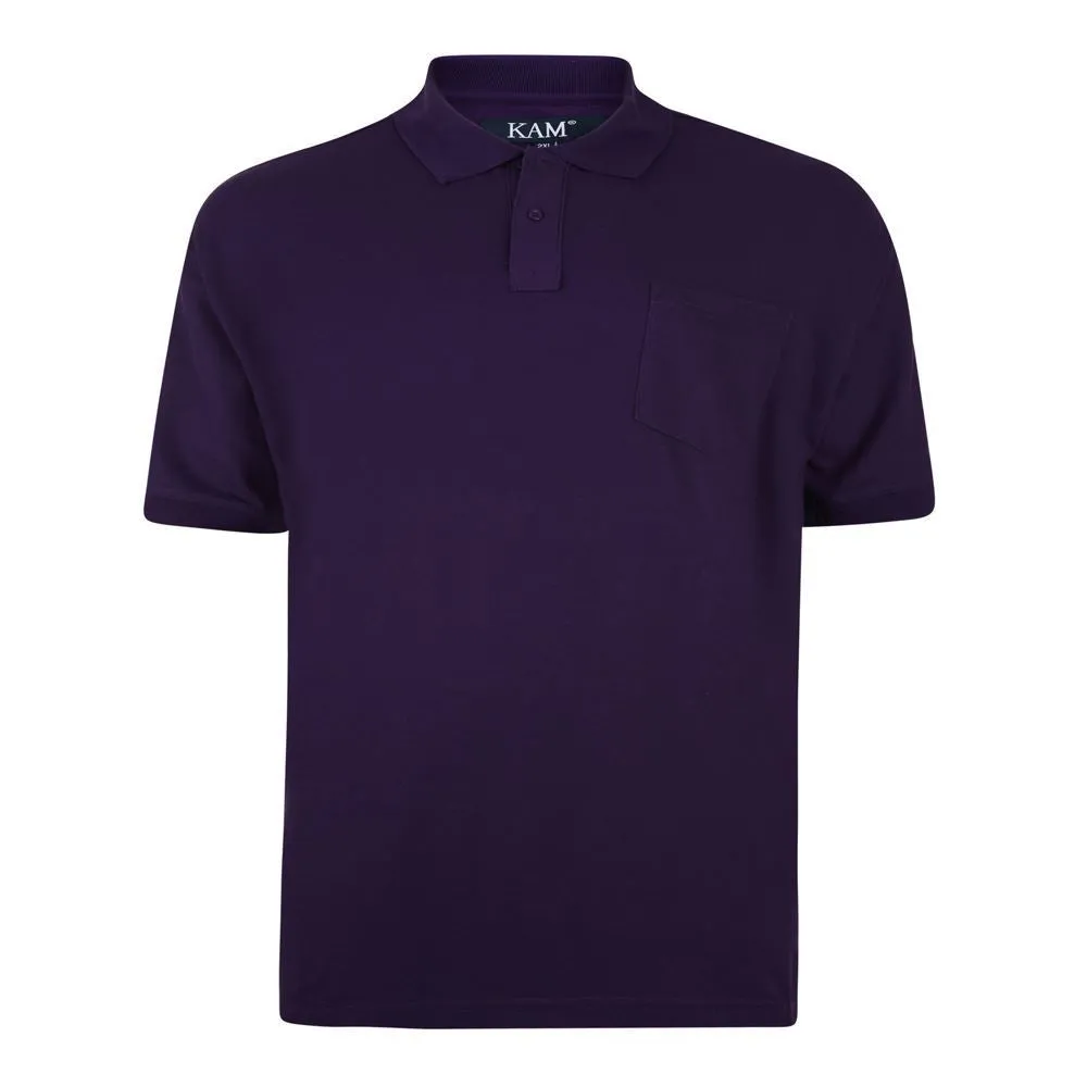 KAM Men's Big Size Poly Cotton Polo Shirt with Pocket (501) 2XL - 8XL, 10 Colours