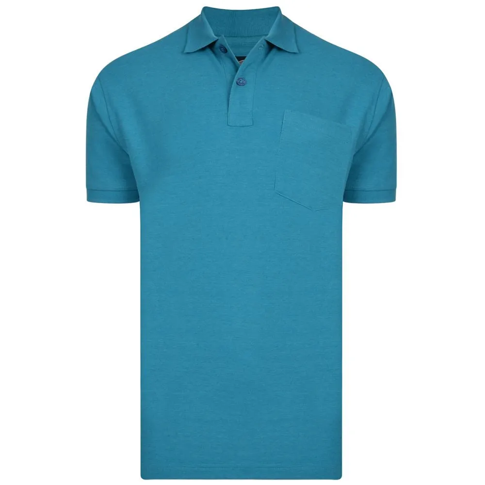 KAM Men's Big Size Poly Cotton Polo Shirt with Pocket (501) 2XL - 8XL, 10 Colours