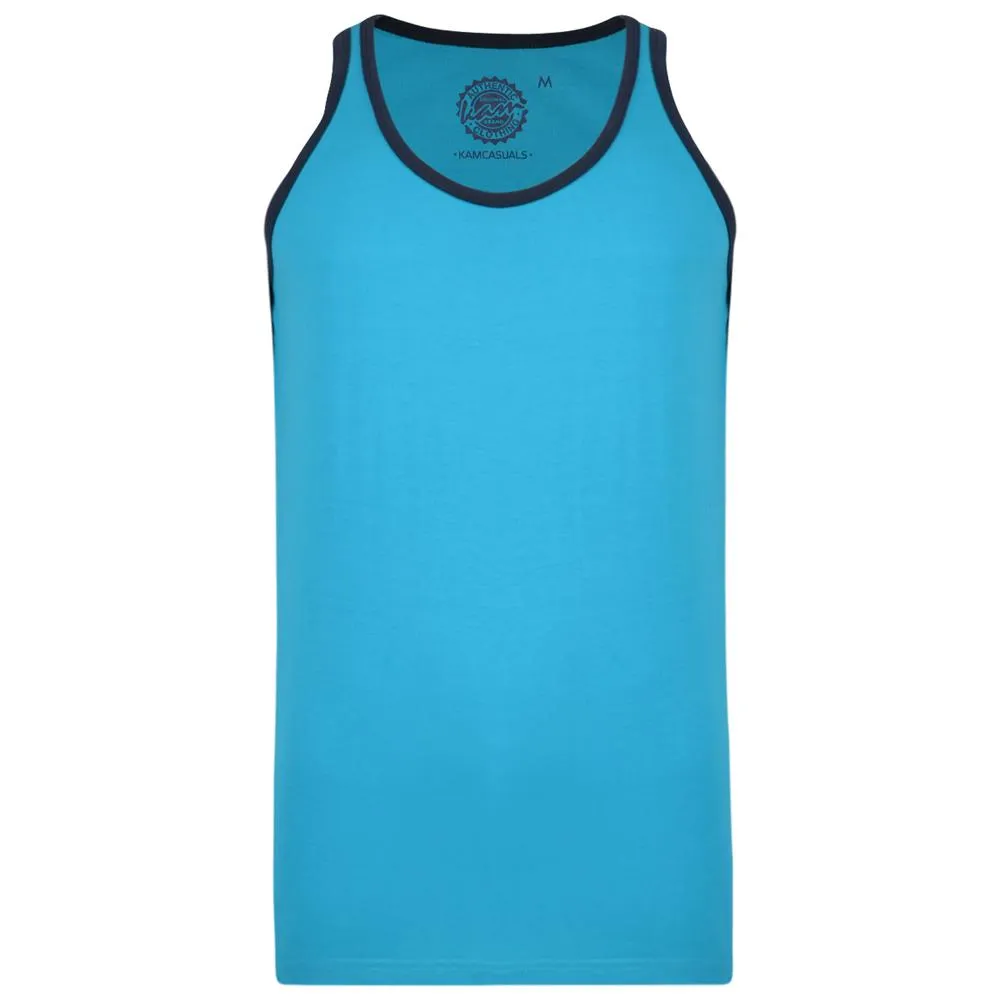 KAM Mens Big Size Pure Cotton Plain Ringer Vest